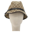 GUCCI GG Canvas Bucket Hat Horsebit L Beige Gold Auth 193307A-2