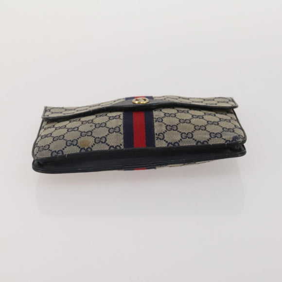 GUCCI Micro Canvas GG Supreme Clutch Bag 3 Set Navy Beige Red Auth 193326