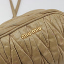 Miu Miu Matelasse Shoulder Bag Leather Beige Gold Auth 193336-18