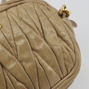 Miu Miu Matelasse Shoulder Bag Leather Beige Gold Auth 193336-9