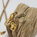 Miu Miu Matelasse Shoulder Bag Leather Beige Gold Auth 193336-10