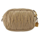 Miu Miu Matelasse Shoulder Bag Leather Beige Gold Auth 193336-2