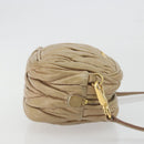 Miu Miu Matelasse Shoulder Bag Leather Beige Gold Auth 193336-3