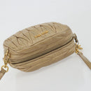 Miu Miu Matelasse Shoulder Bag Leather Beige Gold Auth 193336-6