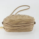 Miu Miu Matelasse Shoulder Bag Leather Beige Gold Auth 193336-5