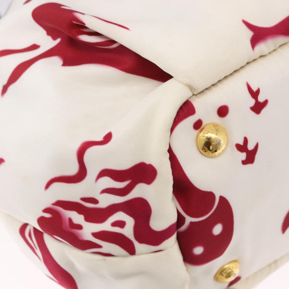 PRADA Shoulder Bag Nylon 2way White Gold Auth 193341V