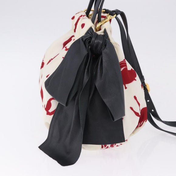 PRADA Shoulder Bag Nylon 2way White Gold Auth 193341V