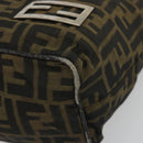 FENDI Zucca Canvas Shoulder Bag Black Brown Auth 193345-9