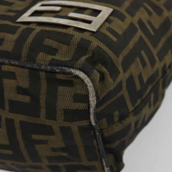 FENDI Zucca Canvas Shoulder Bag Black Brown Auth 193345