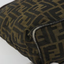 FENDI Zucca Canvas Shoulder Bag Black Brown Auth 193345-14