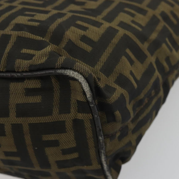 FENDI Zucca Canvas Shoulder Bag Black Brown Auth 193345