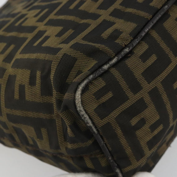 FENDI Zucca Canvas Shoulder Bag Black Brown Auth 193345