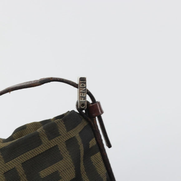 FENDI Zucca Canvas Shoulder Bag Black Brown Auth 193345