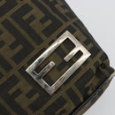 FENDI Zucca Canvas Shoulder Bag Black Brown Auth 193345-17