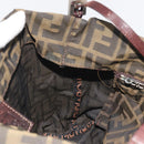 FENDI Zucca Canvas Shoulder Bag Black Brown Auth 193345-19
