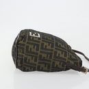 FENDI Zucca Canvas Shoulder Bag Black Brown Auth 193345-3