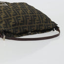 FENDI Zucca Canvas Shoulder Bag Black Brown Auth 193345-7