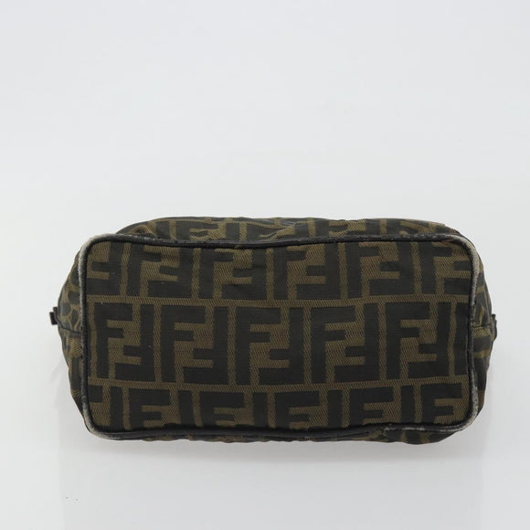 FENDI Zucca Canvas Shoulder Bag Black Brown Auth 193345