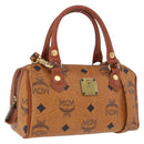 MCM Logogram Vicetos Mini Boston Bag PVC Leather 2way Brown Gold Auth 193348-1