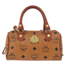 MCM Logogram Vicetos Mini Boston Bag PVC Leather 2way Brown Gold Auth 193348-2