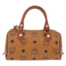 MCM Logogram Vicetos Mini Boston Bag PVC Leather 2way Brown Gold Auth 193348-3