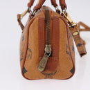 MCM Logogram Vicetos Mini Boston Bag PVC Leather 2way Brown Gold Auth 193348-5