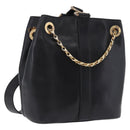 CELINE Shoulder Bag Leather Black Gold Auth 193354-1
