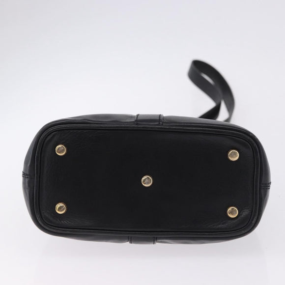 CELINE Shoulder Bag Leather Black Gold Auth 193354