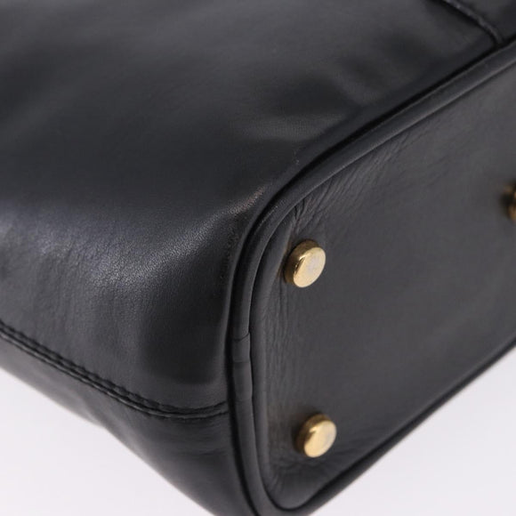 CELINE Shoulder Bag Leather Black Gold Auth 193354