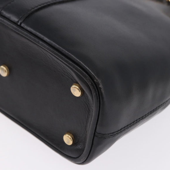 CELINE Shoulder Bag Leather Black Gold Auth 193354