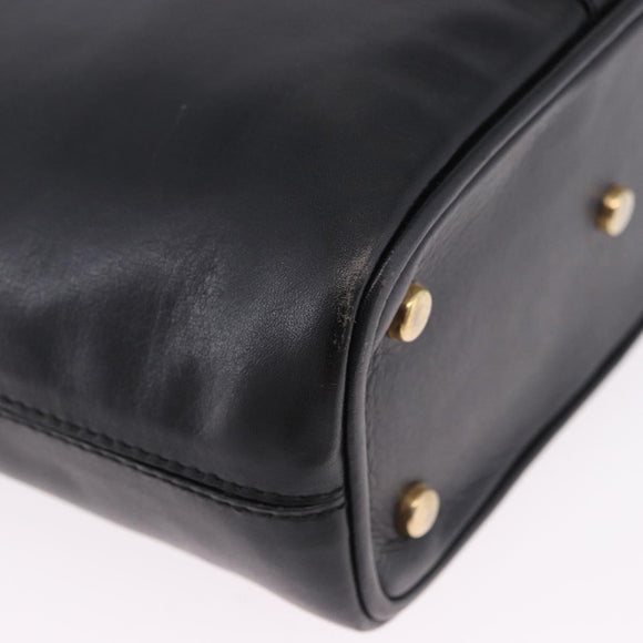 CELINE Shoulder Bag Leather Black Gold Auth 193354