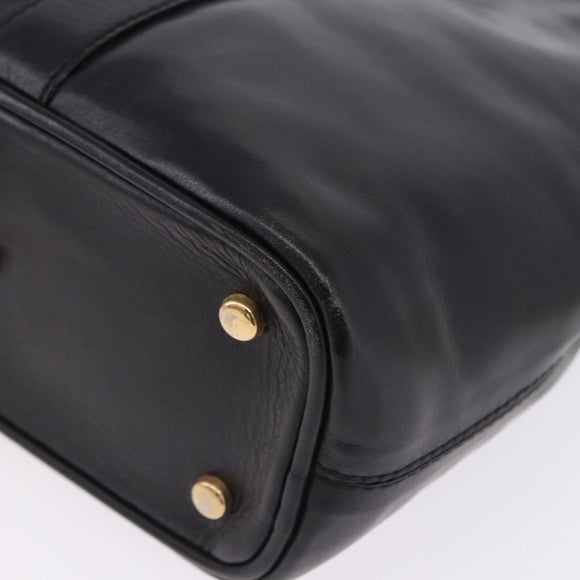 CELINE Shoulder Bag Leather Black Gold Auth 193354