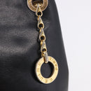 CELINE Shoulder Bag Leather Black Gold Auth 193354-15