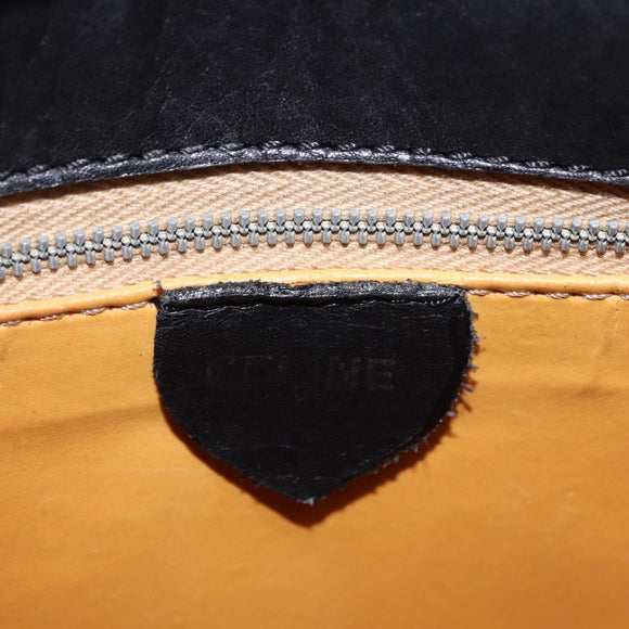 CELINE Shoulder Bag Leather Black Gold Auth 193354