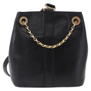 CELINE Shoulder Bag Leather Black Gold Auth 193354-2