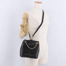 CELINE Shoulder Bag Leather Black Gold Auth 193354-25