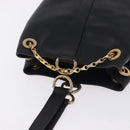 CELINE Shoulder Bag Leather Black Gold Auth 193354-6