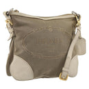 PRADA Shoulder Bag Canvas Beige Gold Auth 193355-1