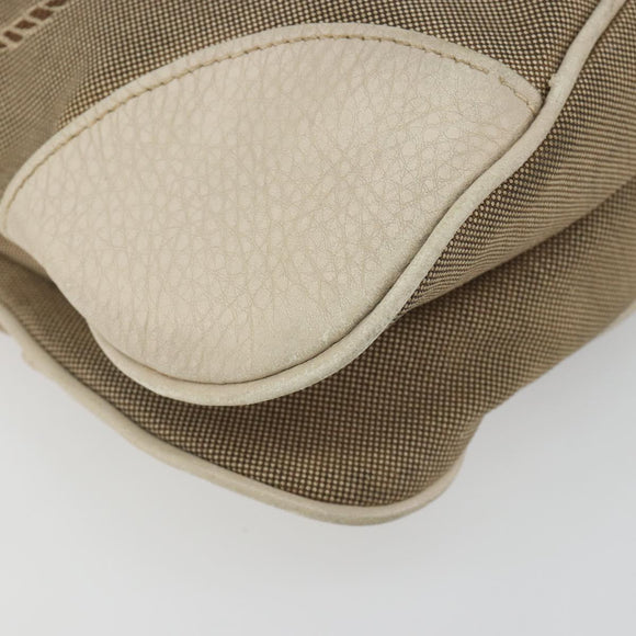 PRADA Shoulder Bag Canvas Beige Gold Auth 193355