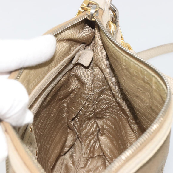 PRADA Shoulder Bag Canvas Beige Gold Auth 193355