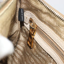PRADA Shoulder Bag Canvas Beige Gold Auth 193355-23
