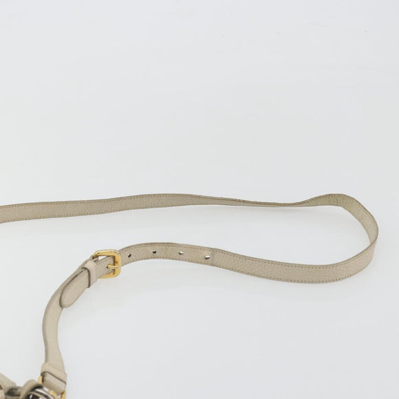 PRADA Shoulder Bag Canvas Beige Gold Auth 193355