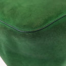 CELINE Chain Shoulder Bag Suede Green Gold Auth 193356A-12