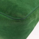 CELINE Chain Shoulder Bag Suede Green Gold Auth 193356A-13