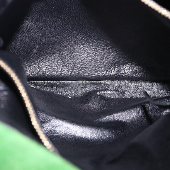 CELINE Chain Shoulder Bag Suede Green Gold Auth 193356A