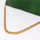 CELINE Chain Shoulder Bag Suede Green Gold Auth 193356A-7