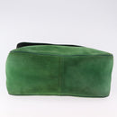 CELINE Chain Shoulder Bag Suede Green Gold Auth 193356A-9