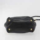 PRADA Ribbon Hand Bag Leather 2way Black Gold Auth 193358A-5