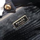 PRADA Ribbon Hand Bag Leather 2way Black Gold Auth 193358A-20