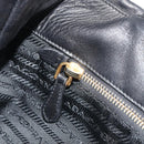 PRADA Ribbon Hand Bag Leather 2way Black Gold Auth 193358A-23